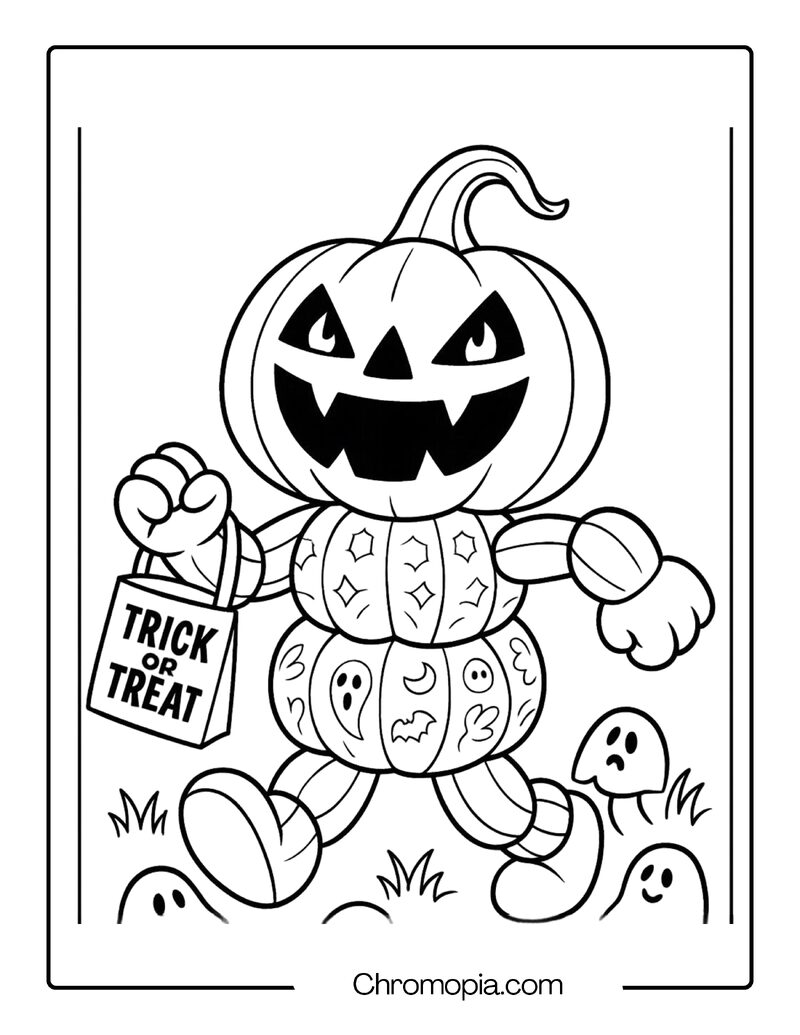 Jack-o_-Lantern Kid with Pumpkin Arms and Legs – Jack-o_-Lantern Coloring Page