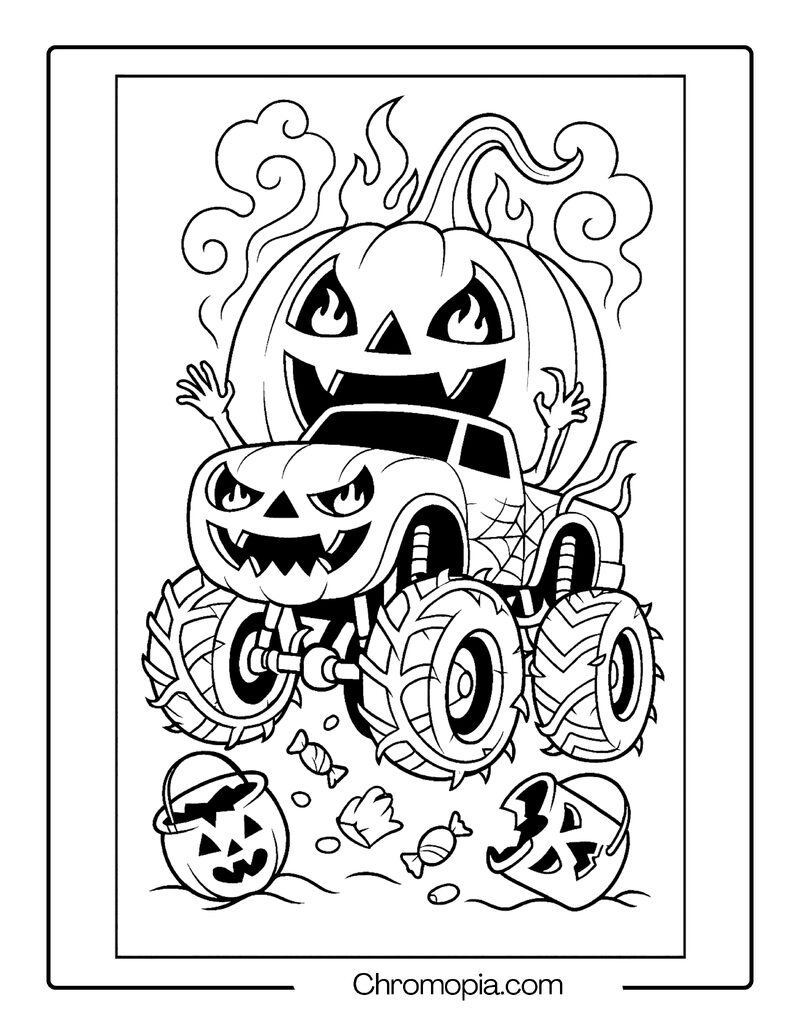 Jack-o_-Lantern Monster Truck – Jack-o_-Lantern Coloring Page