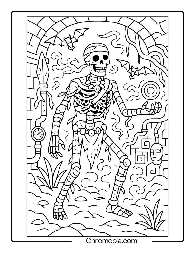 Clockwork Mummy in a Steampunk Crypt – Fantasy Mummy Coloring Page