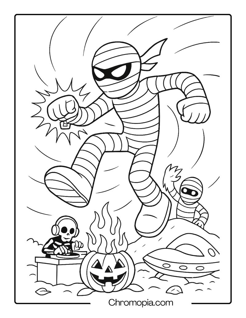 Ben 10 Mummy Morphing into a Mummy Alien – Cartoon Mummy Coloring Page