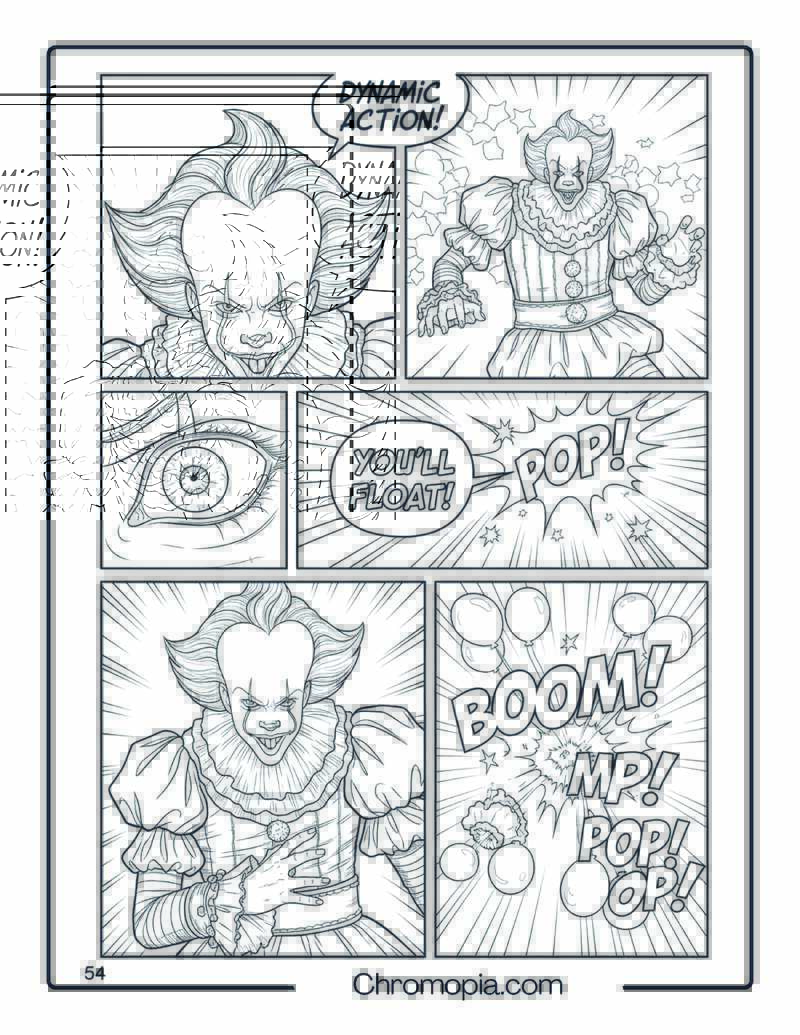 Cel-Shaded Comic Style Pennywise Battle coloring page