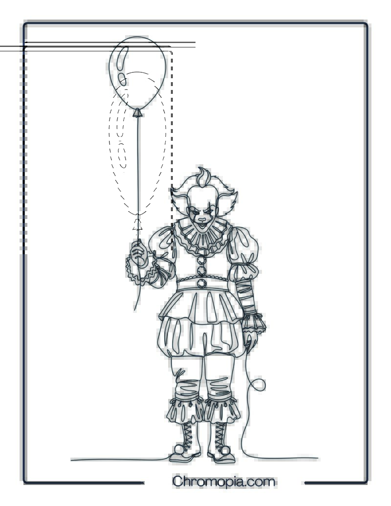 Minimalist Line Art Pennywise Balloon Silhouette coloring page