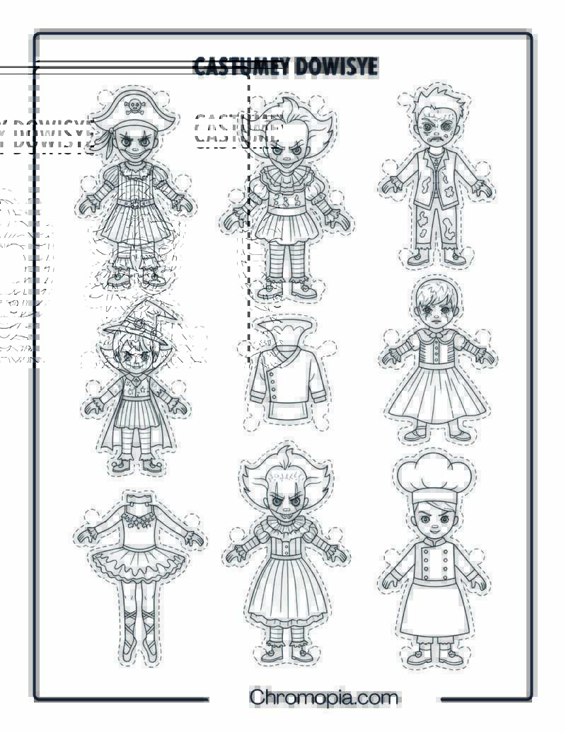 Paper Doll Pennywise Costume Collection coloring page