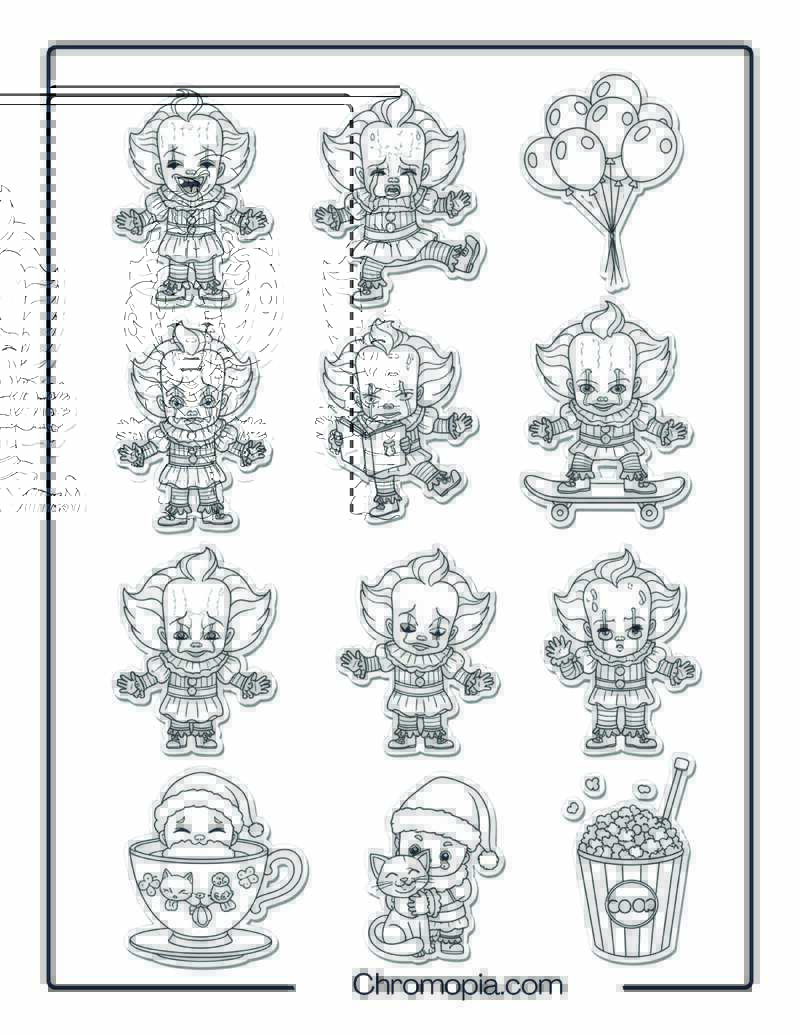 Sticker Sheet Style Pennywise Expressions Pack coloring page