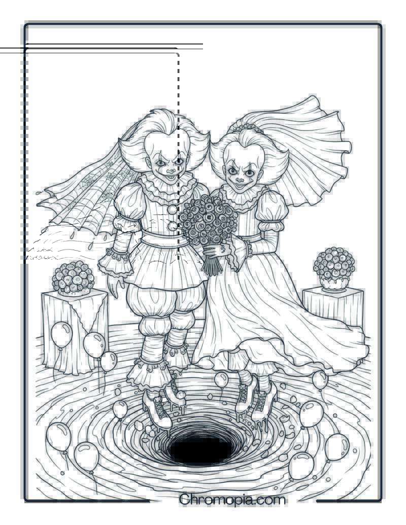 Surreal Wedding Pennywise Duo coloring page