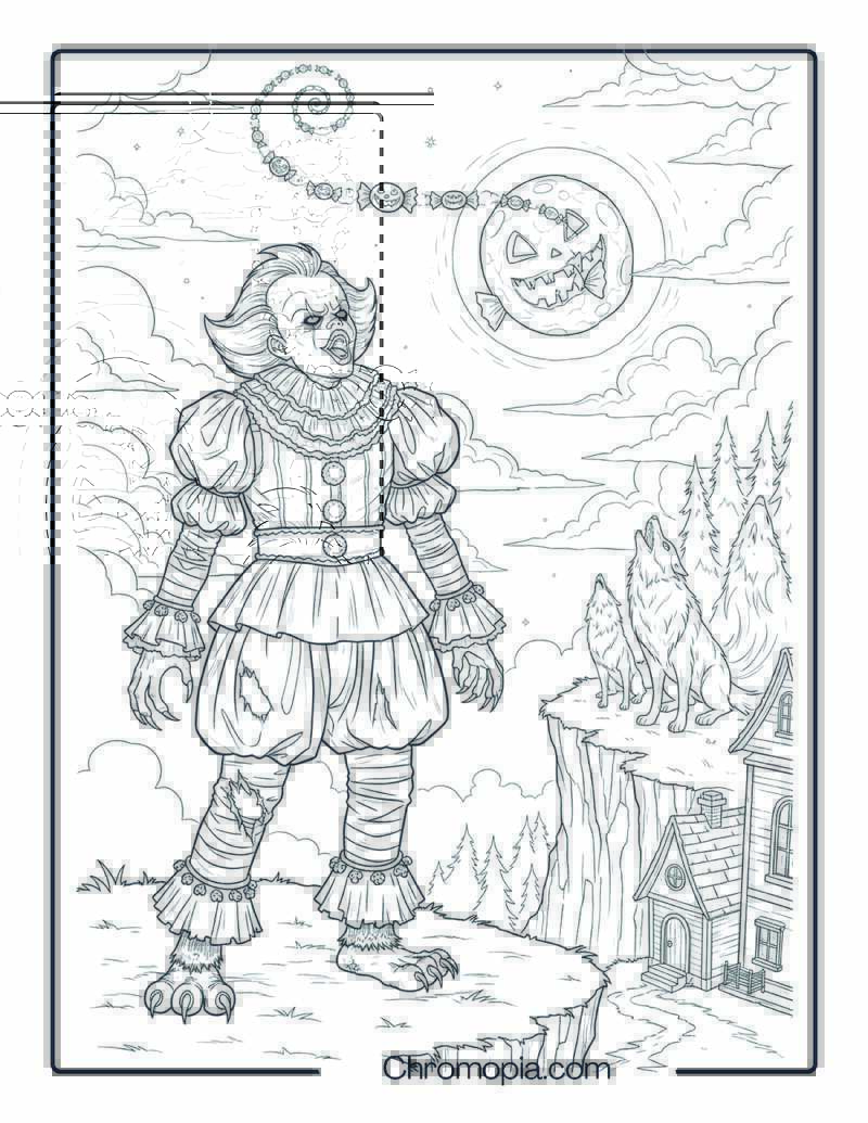 Pennywise in Werewolf Costume Howling at Candy Moon