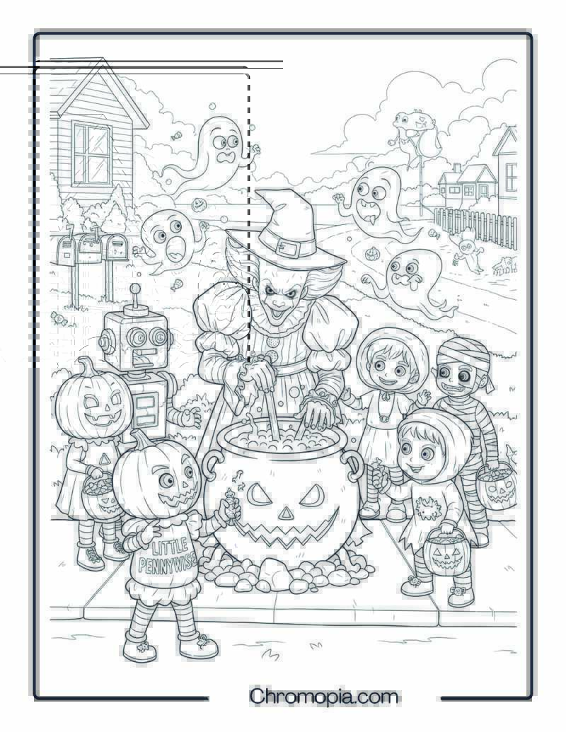 Trick-or-Treaters Meet Pennywise the Witch