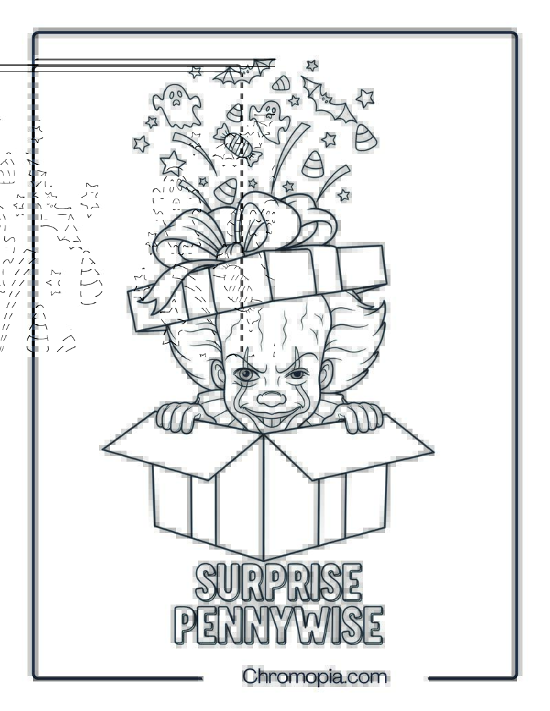 Pennywise Peek-a-Boo from Gift Box coloring page