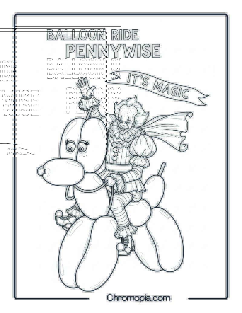 Pennywise Rides a Balloon Animal coloring page