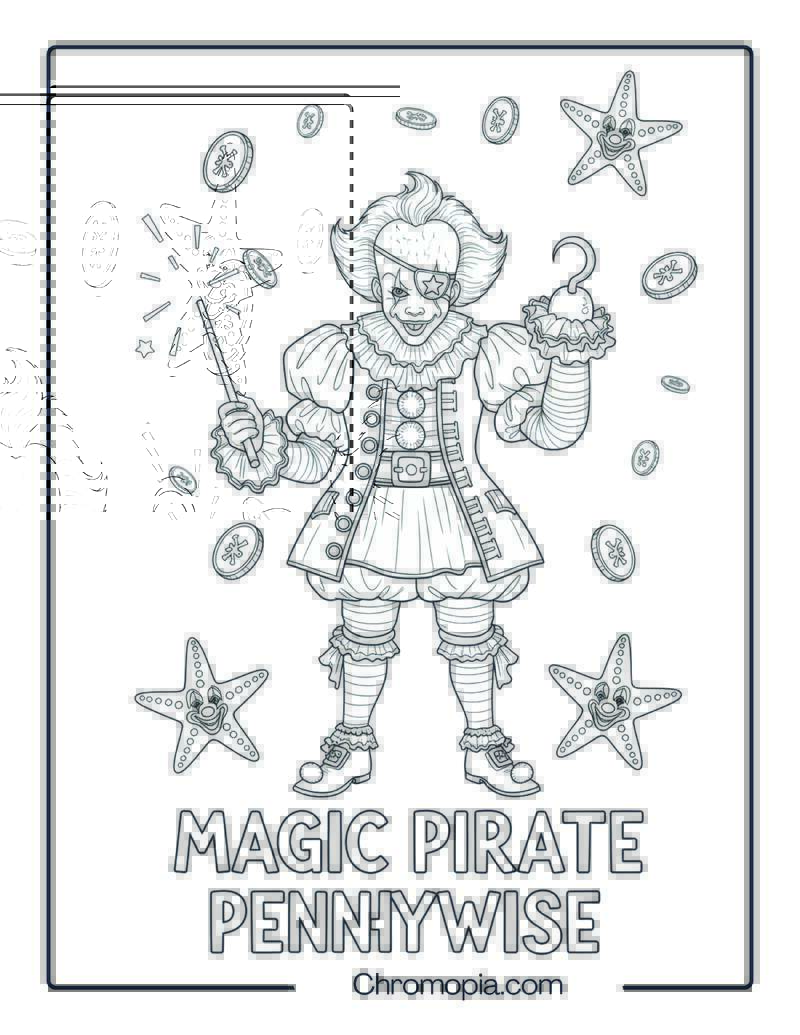 Pennywise as a Pirate Magician coloring page