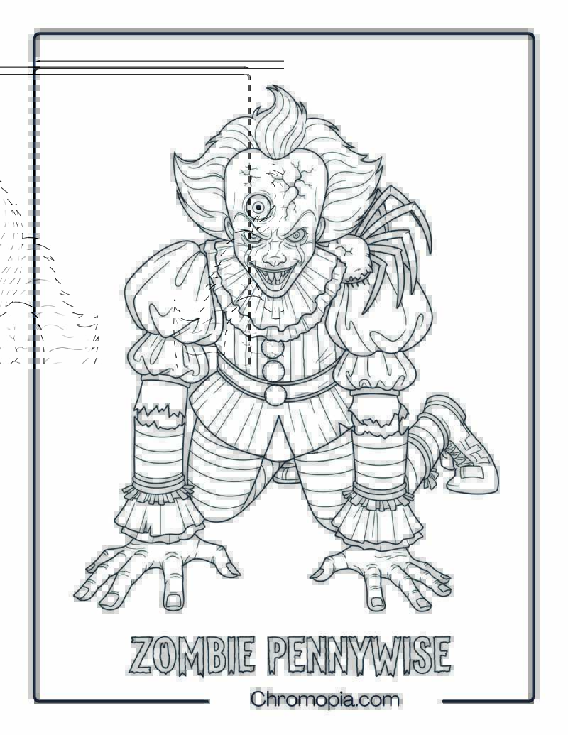 Zombie Pennywise Crawl Pose coloring page