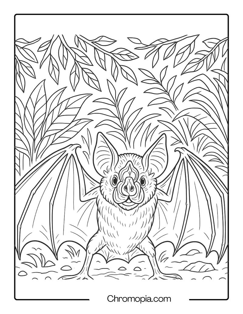 Giant Leaf-Nosed Bat in Defensive Pose on the Ground – Bat Coloring Page