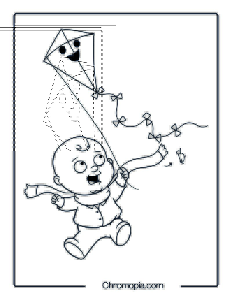 Baby Griffin Playing with a Ghost Kite Coloring Page