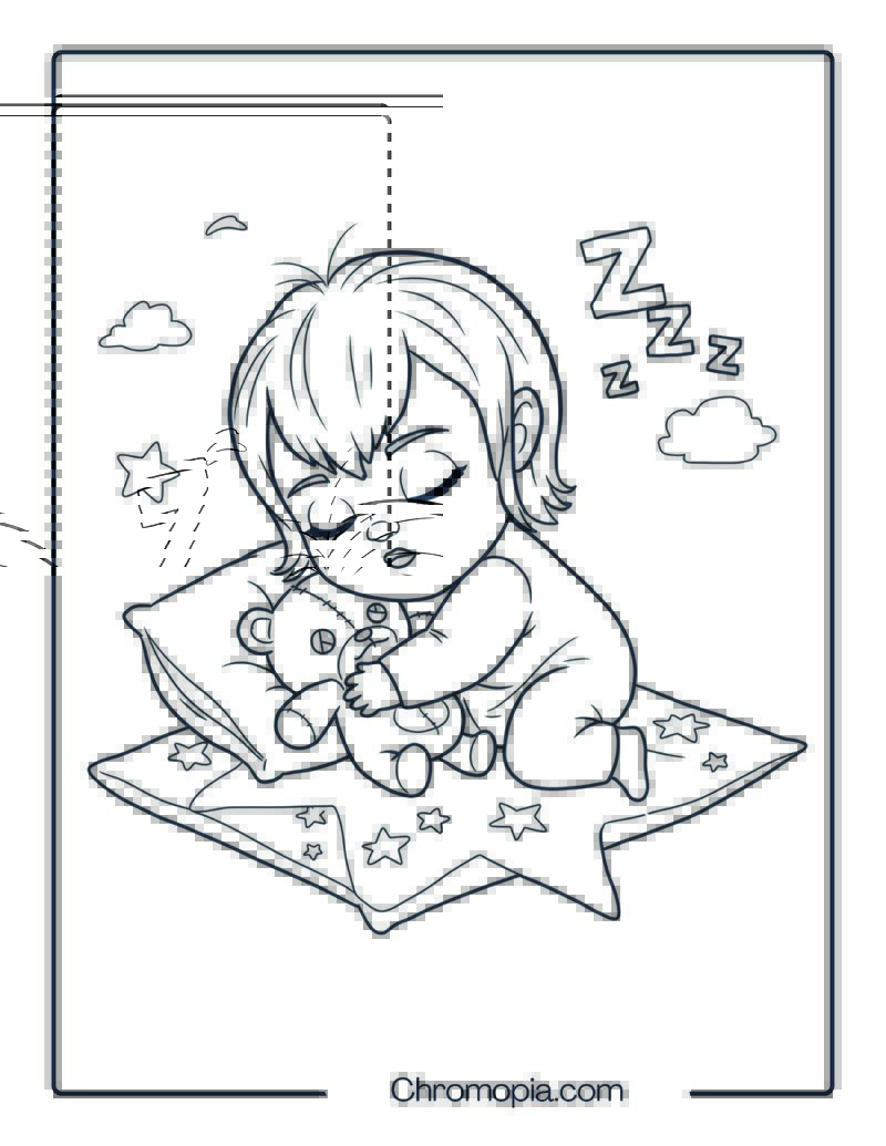 Baby Mavis with Vampire Teddy at Preschool Nap Time Coloring Page