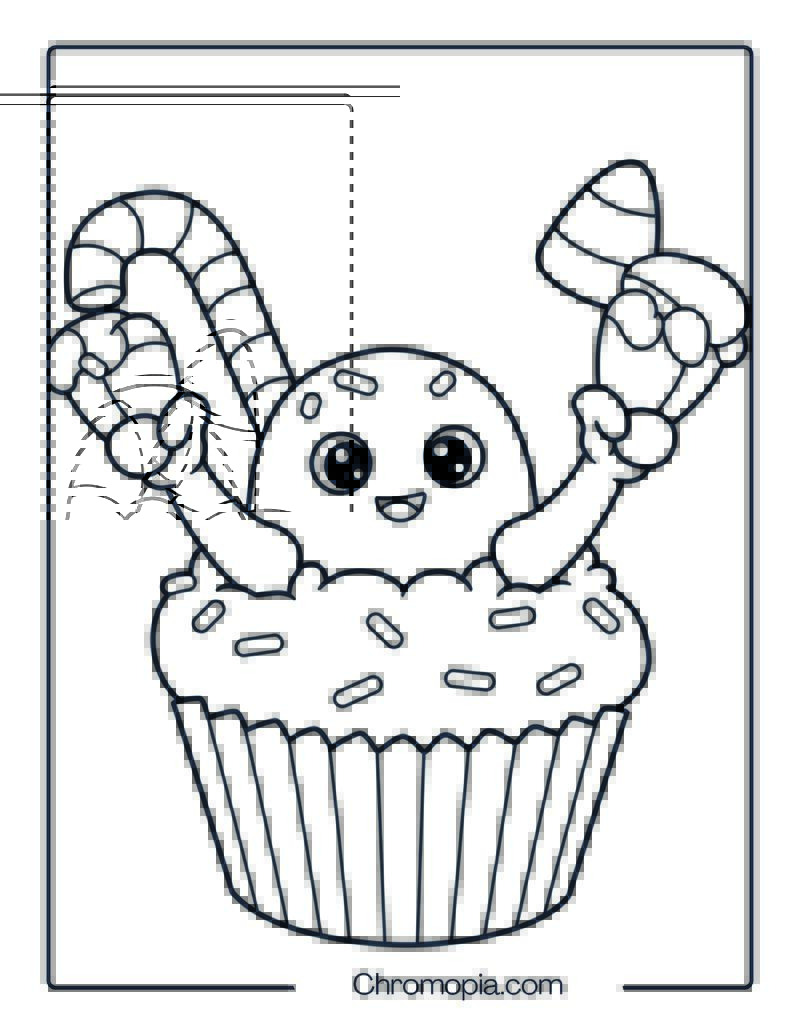 Blobby as a Halloween Cupcake with Candy Arms Coloring Page
