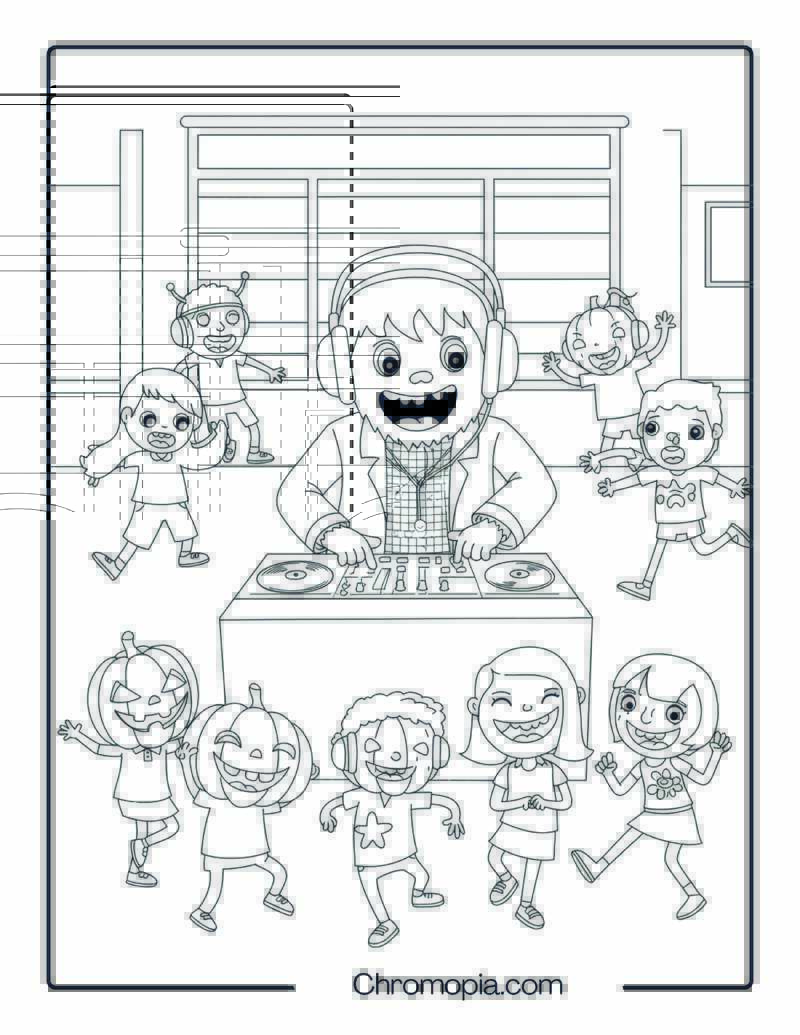 Johnny as a Funky Disco Monster DJ at Monster School Coloring Page