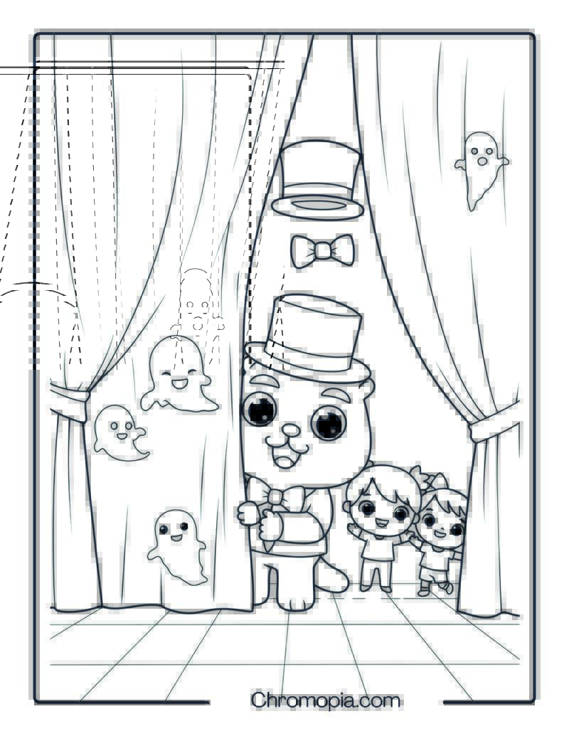 Kawaii Griffin Playing Hide and Seek with Floating Hat Coloring Page