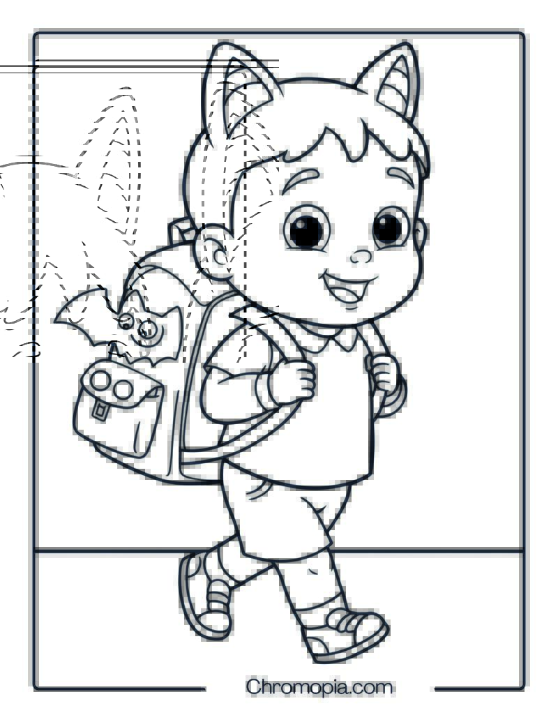 Toddler Tinkles Wearing a School Backpack Coloring Page