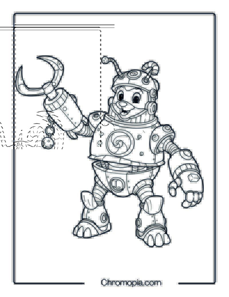 Winnie in a Mechanized Candy Grabber Suit Coloring Page