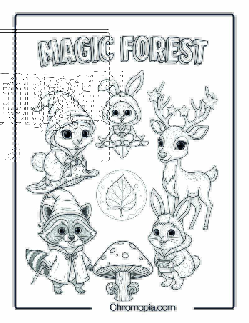 Funny Magic Forest Creatures coloring page