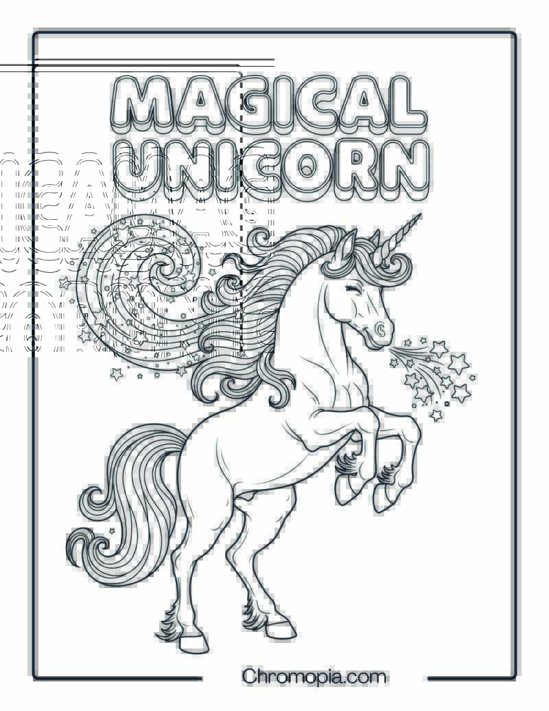 Magical Unicorn in Action coloring page