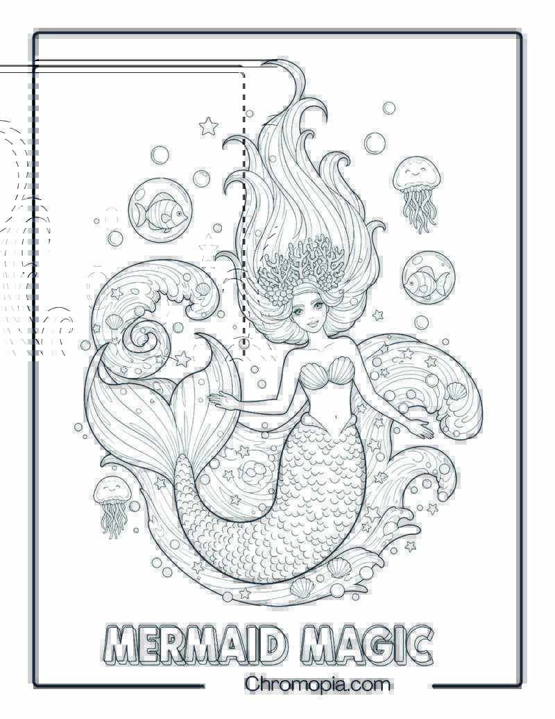 Mermaid Magic Splash coloring page