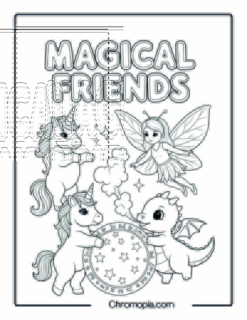 Multi Magical Creatures coloring page