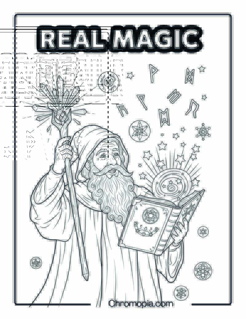 Real Magic Wizard Spell coloring page
