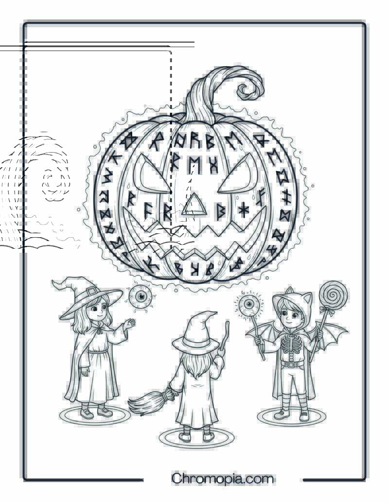 Haunted Jack-O_-Lantern Spell Ritual coloring page