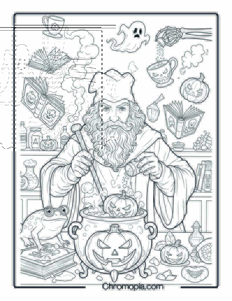 Merlin Halloween Potion Lab coloring page