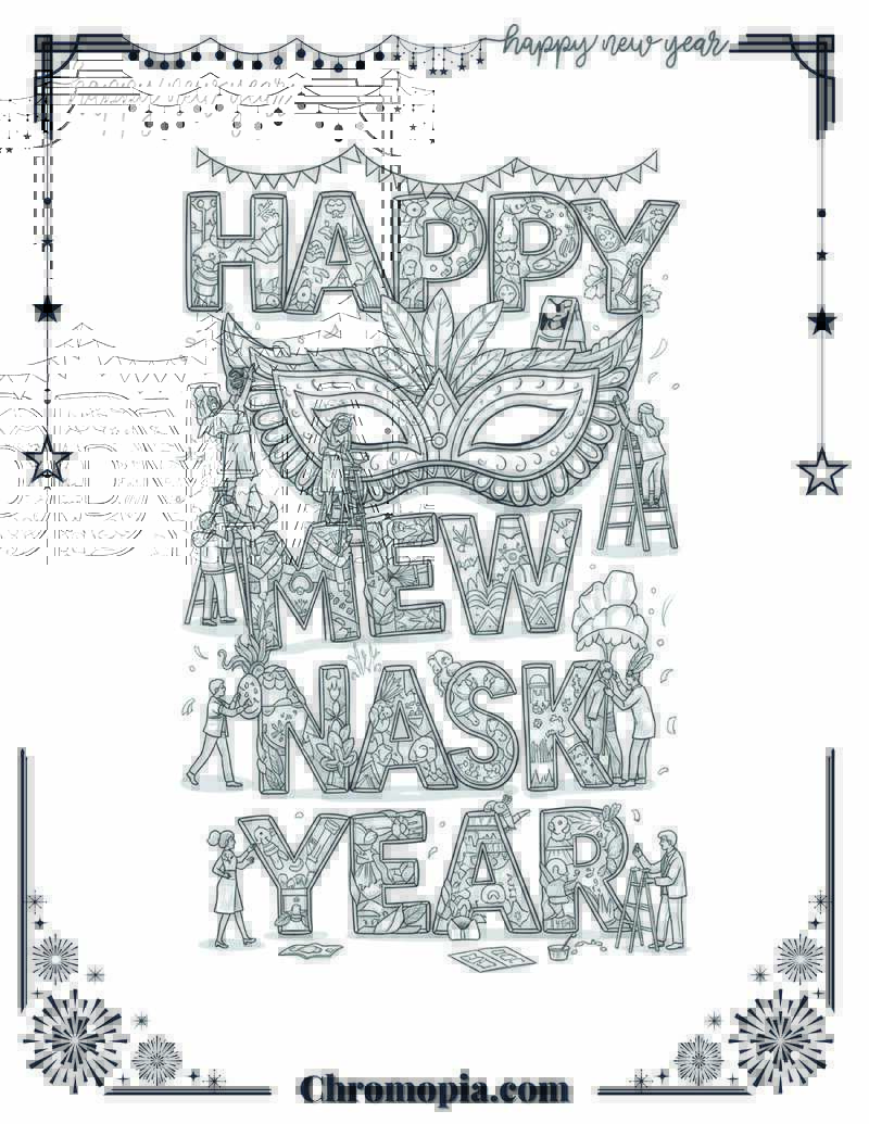 Carnival Mask Creation Coloring Sheet