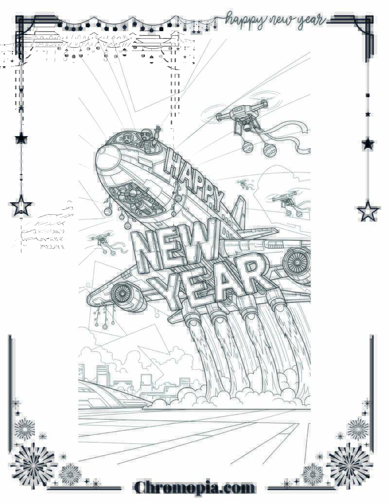Futuristic Airplane Launch Coloring Page