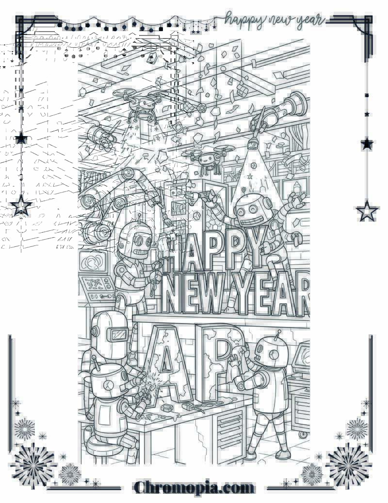 Robot Workshop Coloring Sheet