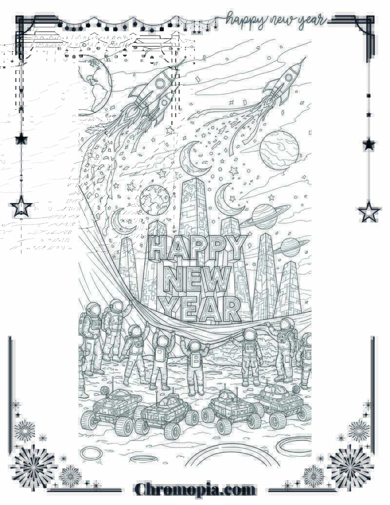 Space Colony Unveiling Coloring Page