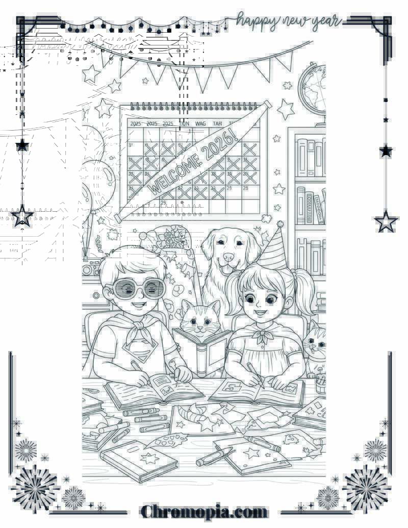 Homeschooling Heroes New Year Adventures at Home Coloring Page