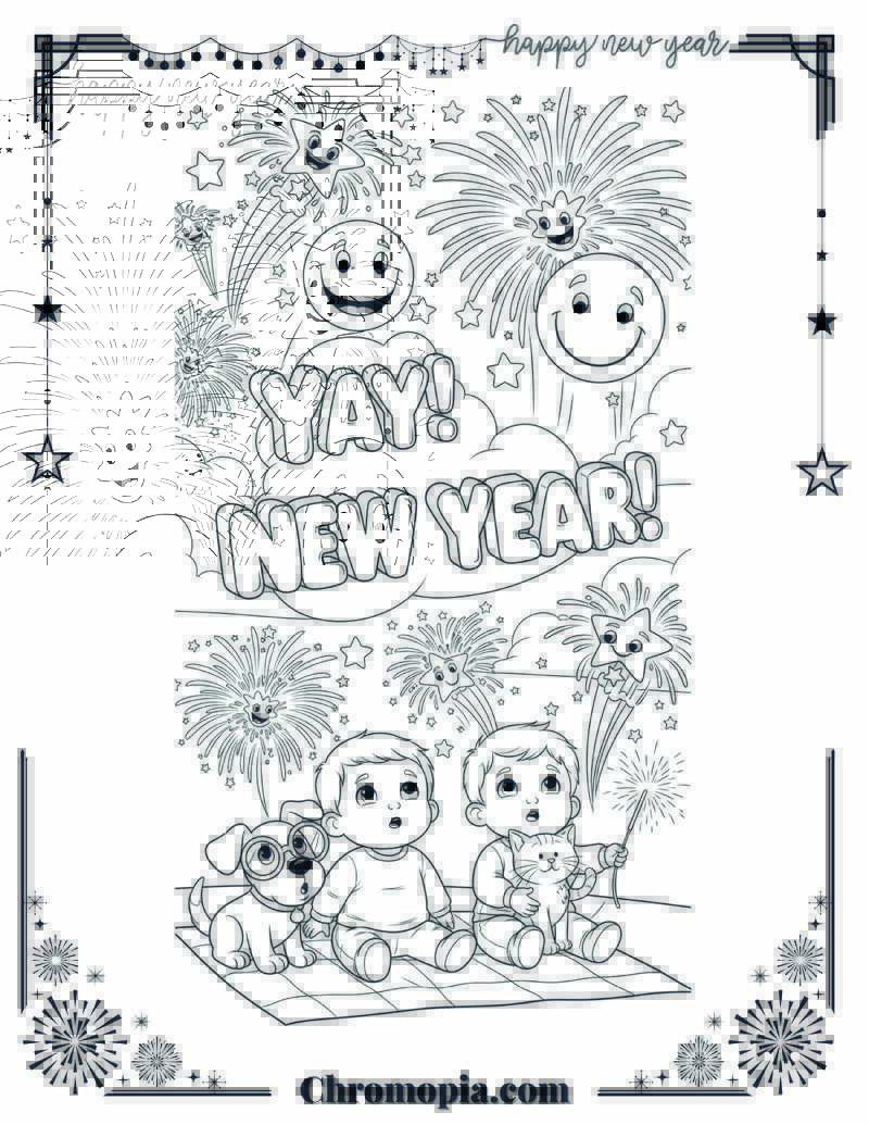 Friendly Fireworks Festival Coloring Page