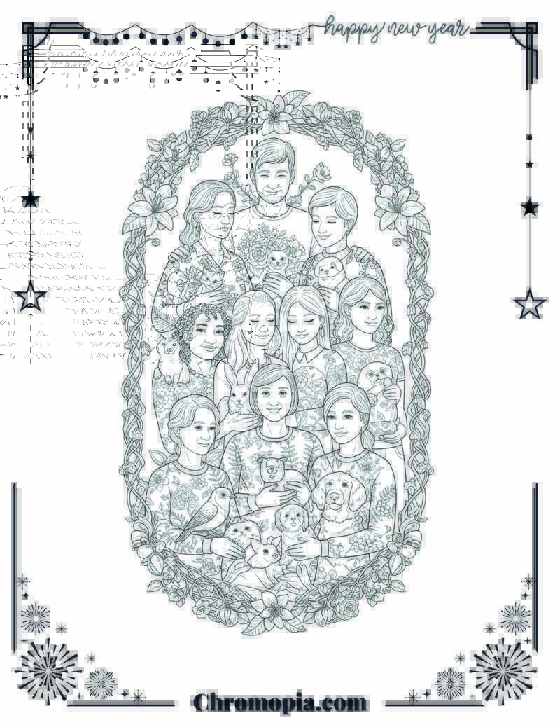 Floral Hug Circle Embrace of Connection Coloring Sheet