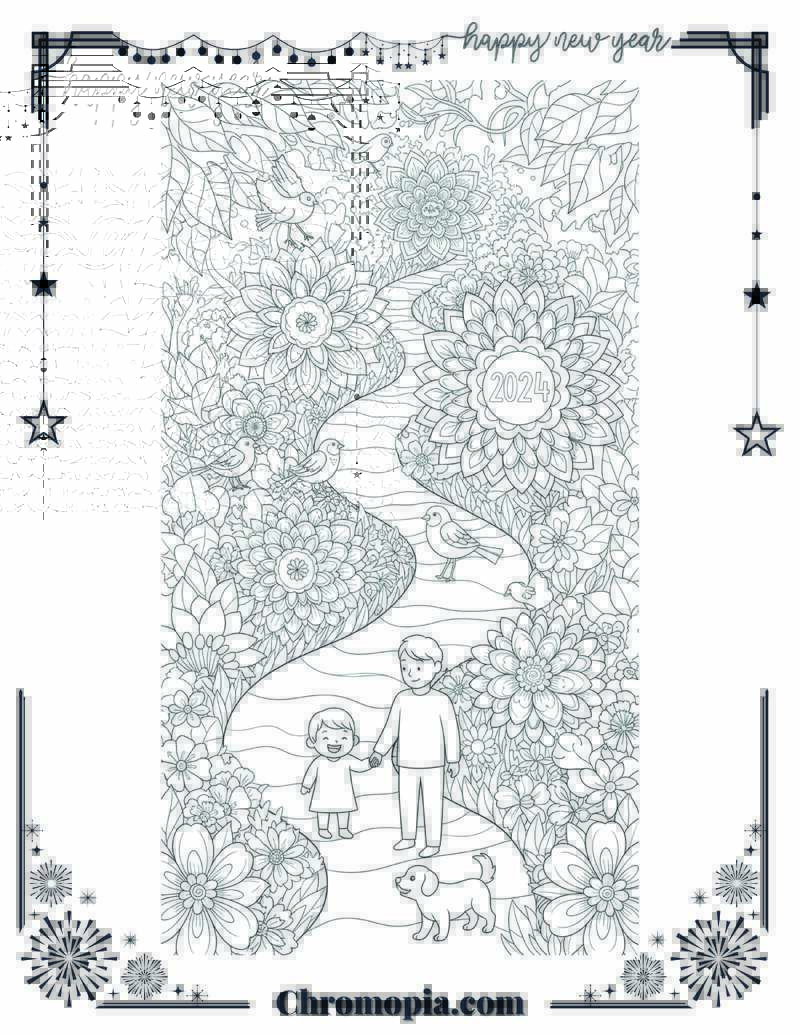 Mandala Garden Stroll Calming Pathways Coloring Page