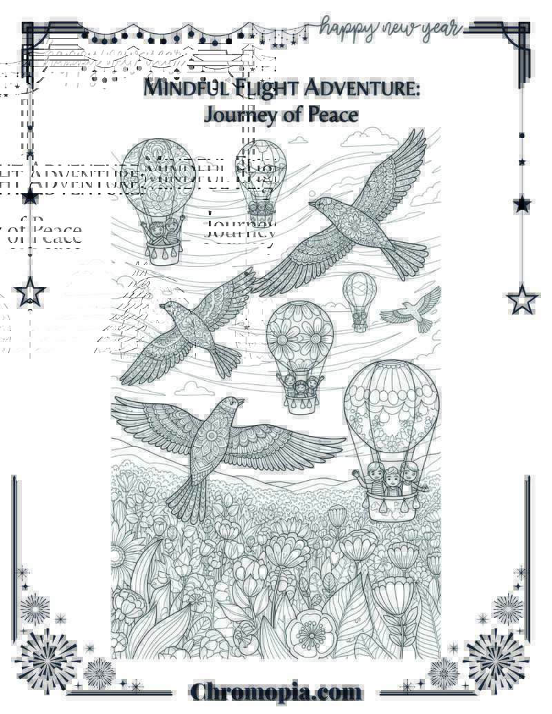 Mindful Flight Adventure Journey of Peace Coloring Page