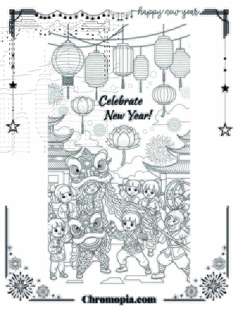 China & Lunar New Year Celebration Coloring Page
