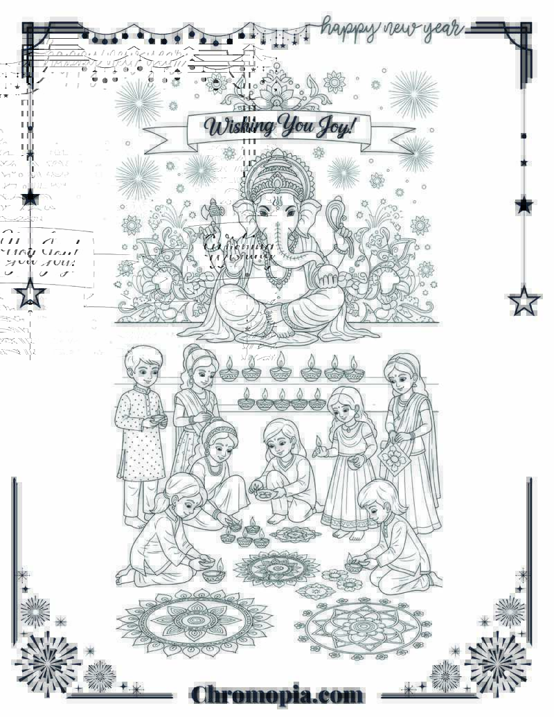 India’s Diwali New Year Festival Coloring Page