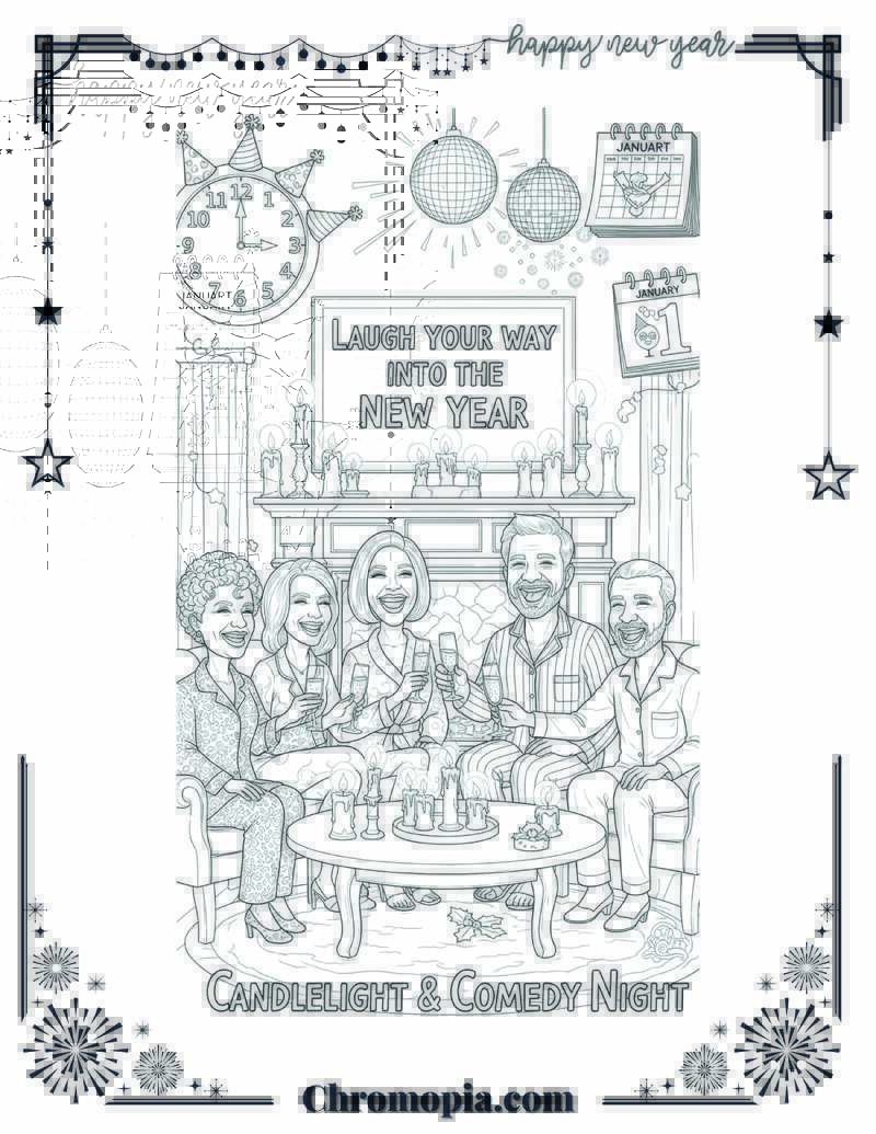 Candlelight & Comedy Night Gathering Coloring Sheet