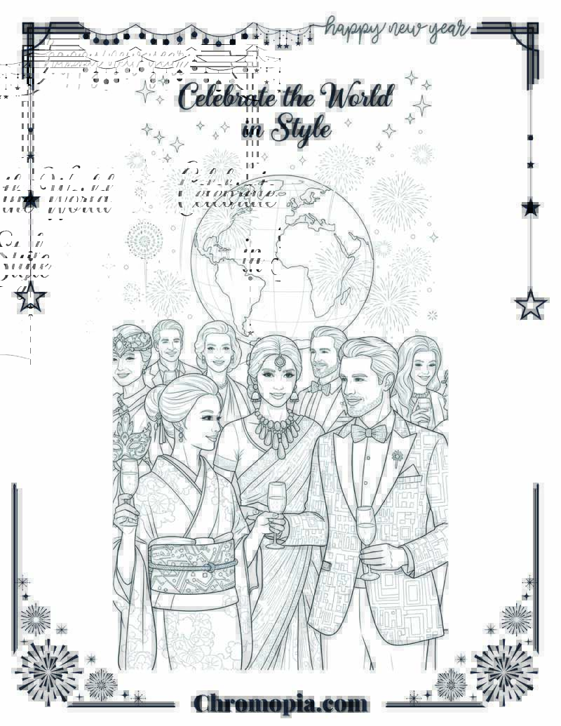 Global Glamour Gala Coloring Page