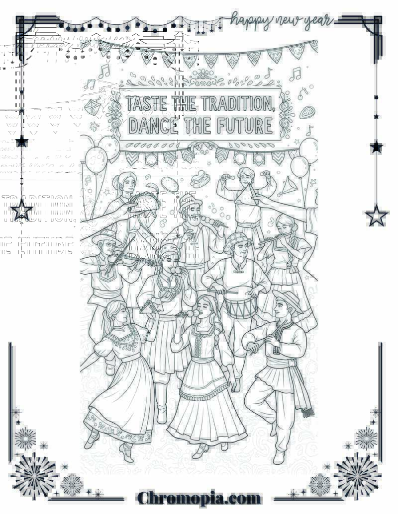 Street Food & Folk Festival Celebration Coloring Sheet