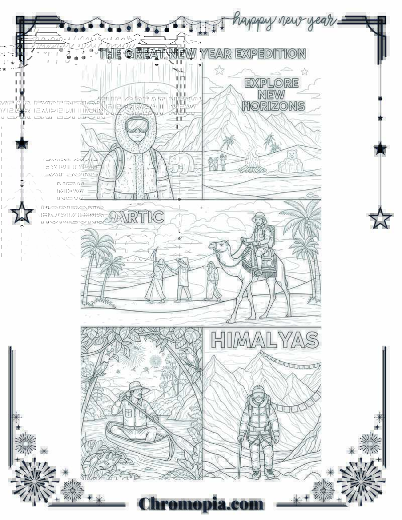 The Great New Year Expedition Coloring Sheet