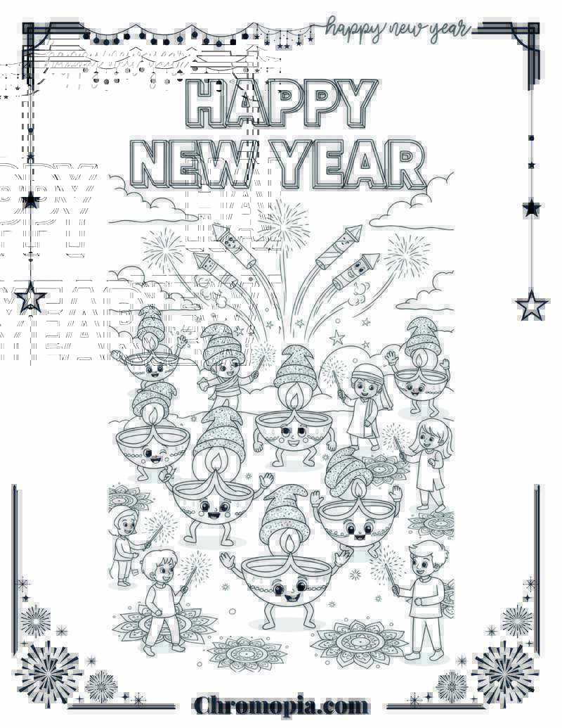 Diwali Light-Up Fest Sparkling Festival of Lights Coloring Page