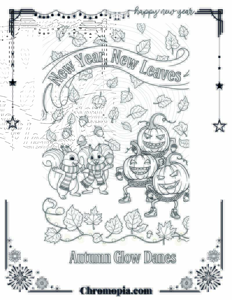 Fall Festival Critters Autumn Glow Dance Coloring Sheet