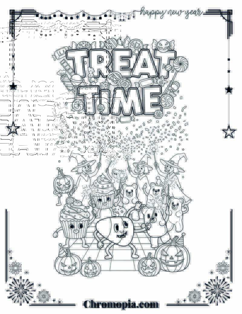 Halloween Candy Countdown Sweet Treat Boogie Coloring Sheet