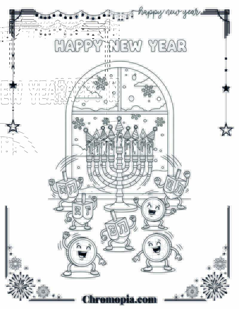 Hanukkah Glow-Up Festival of Lights Coloring Sheet