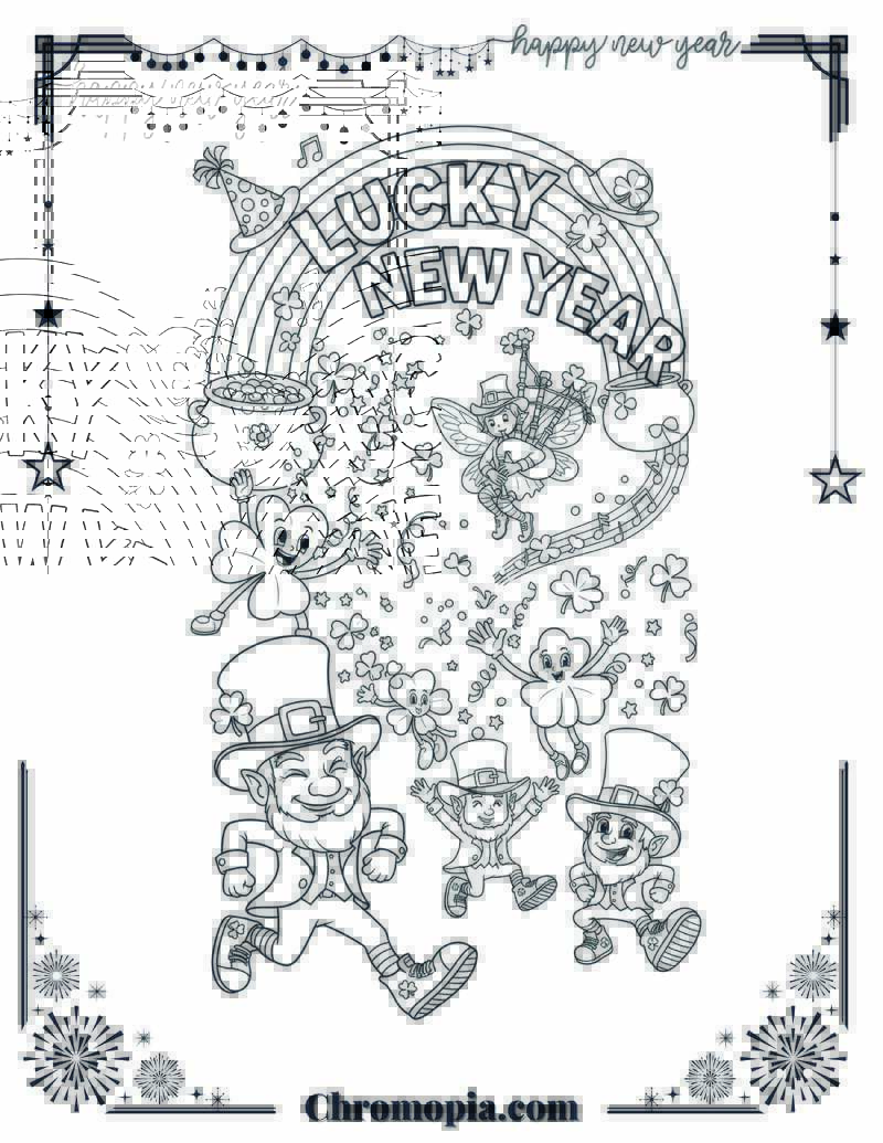 St. Patrick’s Lucky New Year Shamrock Shuffle Coloring Page